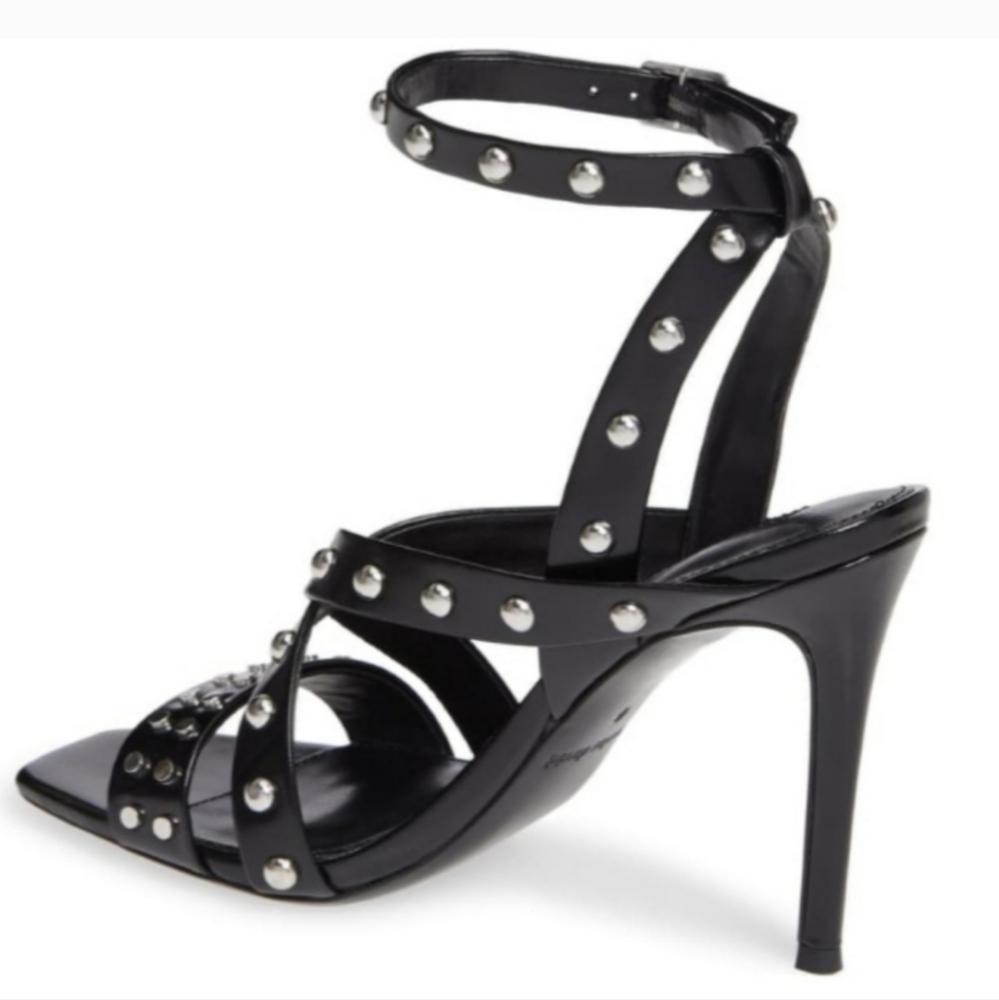 NWT Charles by Charles David Blk Velocity Studded Strappy Stilleto Heels. Sz 8B - Picture 2 of 10